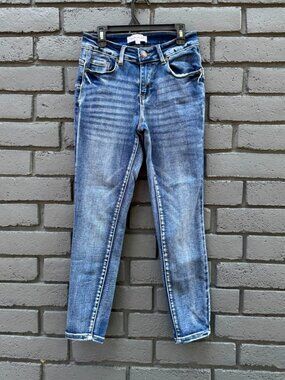 Revelation Womens Skinny Blue Denim Jeans Stretch High Waist Casual Pre Wash  2